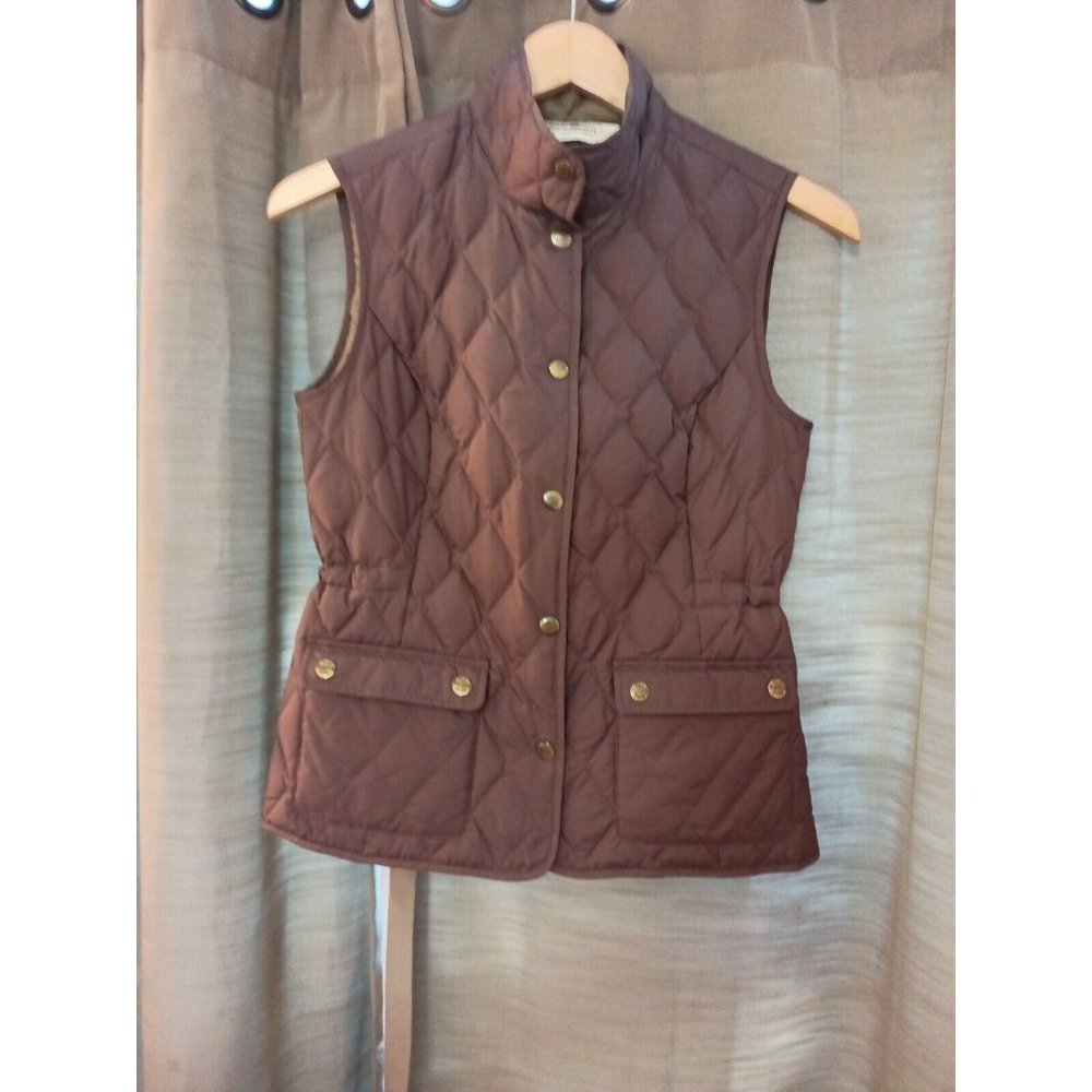 Women's Eddie Bauer Goose Down Burgundy Quilted Snap Button Vest Size XSmall